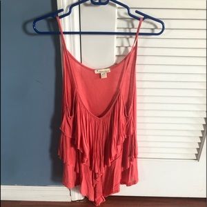 Layered ruffle spaghetti strap top